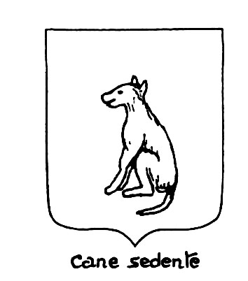 Image of the heraldic term: Cane sedente